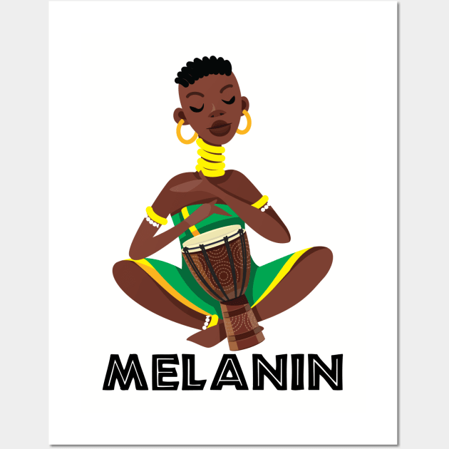 African Girl Drummer Afro Queen Poppin Wall Art by JackLord Designs 